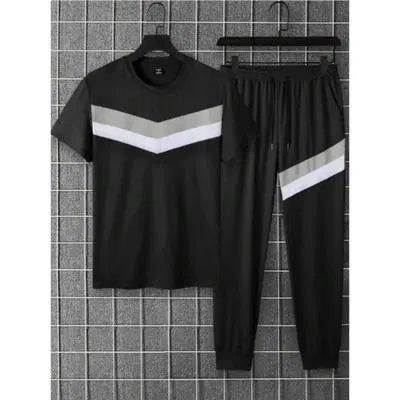 Black with white track jacket