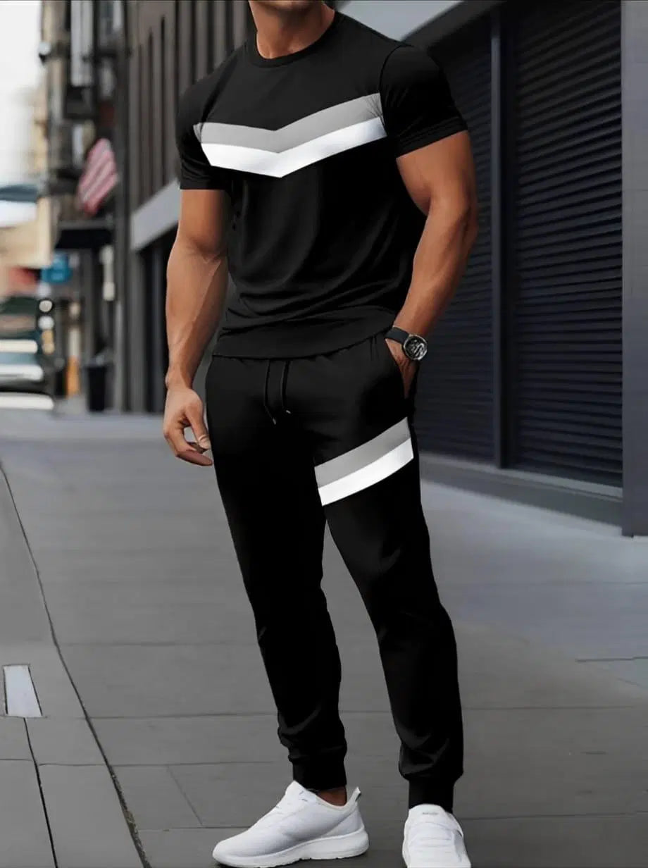 Black with white track jacket