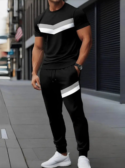 Black with white track jacket