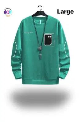 Men's Green Printed Terry Sweatshirt